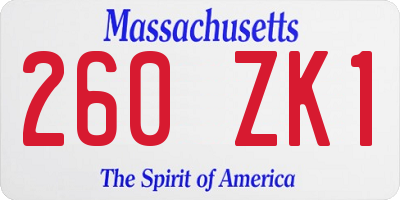 MA license plate 260ZK1