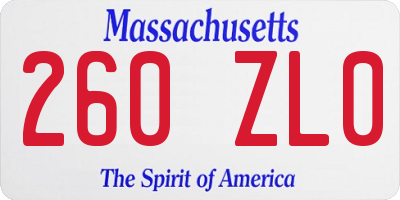 MA license plate 260ZL0