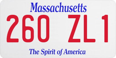 MA license plate 260ZL1