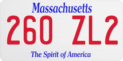 MA license plate 260ZL2