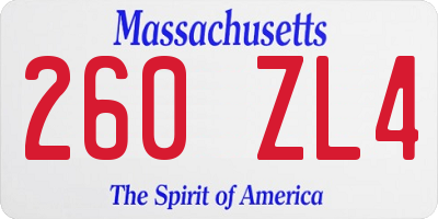 MA license plate 260ZL4