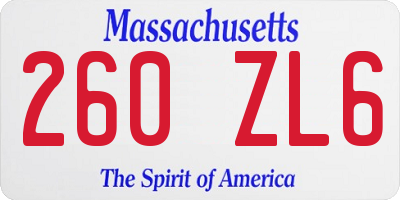 MA license plate 260ZL6