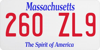 MA license plate 260ZL9