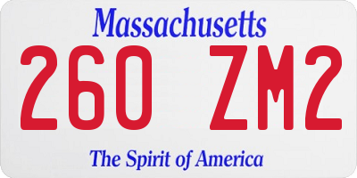 MA license plate 260ZM2