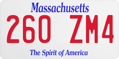 MA license plate 260ZM4
