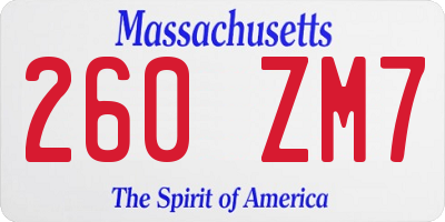 MA license plate 260ZM7
