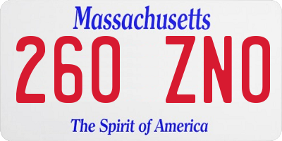 MA license plate 260ZN0