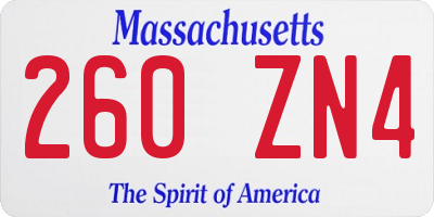 MA license plate 260ZN4
