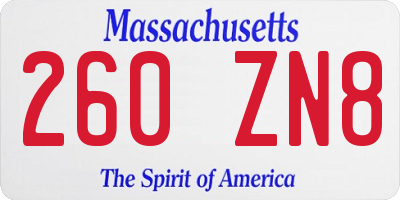 MA license plate 260ZN8