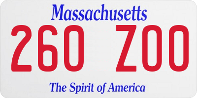 MA license plate 260ZO0