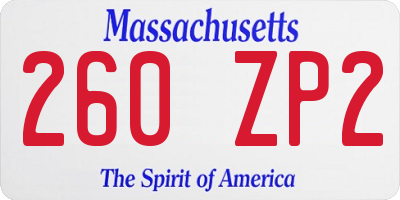 MA license plate 260ZP2