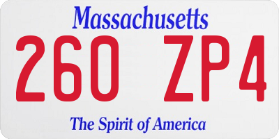 MA license plate 260ZP4