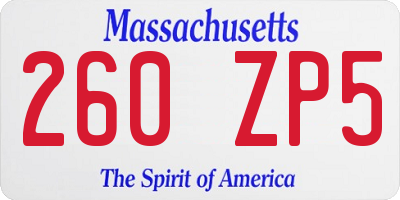 MA license plate 260ZP5