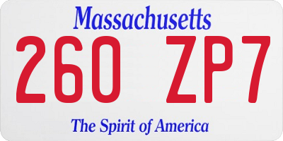 MA license plate 260ZP7