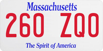 MA license plate 260ZQ0