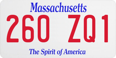 MA license plate 260ZQ1