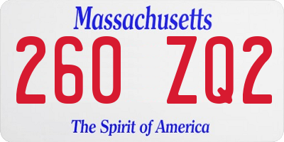 MA license plate 260ZQ2
