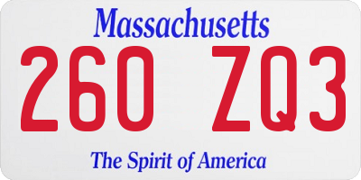 MA license plate 260ZQ3