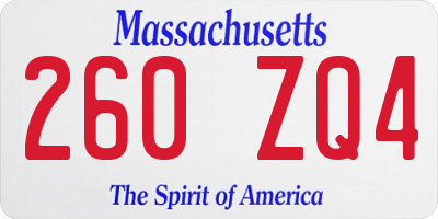 MA license plate 260ZQ4