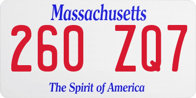 MA license plate 260ZQ7