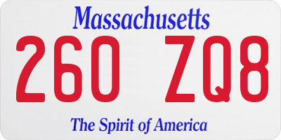 MA license plate 260ZQ8
