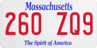 MA license plate 260ZQ9