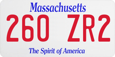 MA license plate 260ZR2