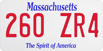 MA license plate 260ZR4