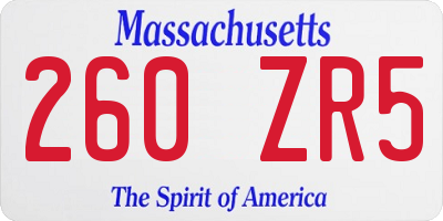 MA license plate 260ZR5