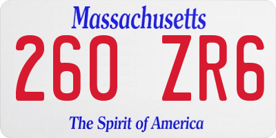 MA license plate 260ZR6