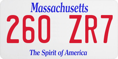 MA license plate 260ZR7