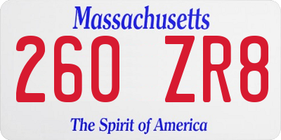 MA license plate 260ZR8