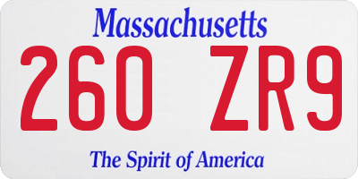 MA license plate 260ZR9