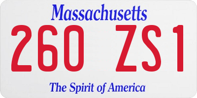 MA license plate 260ZS1