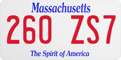 MA license plate 260ZS7