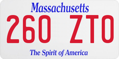 MA license plate 260ZT0