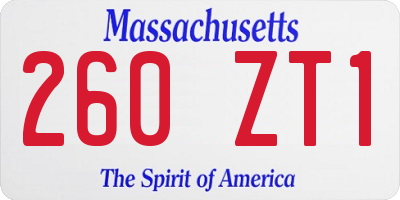 MA license plate 260ZT1