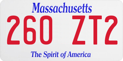 MA license plate 260ZT2