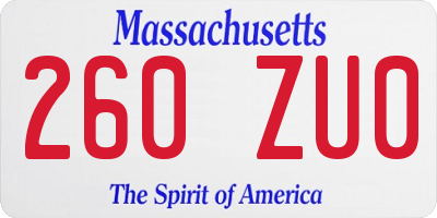 MA license plate 260ZU0
