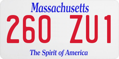 MA license plate 260ZU1