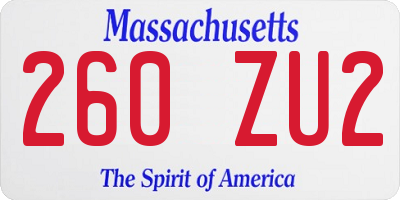 MA license plate 260ZU2
