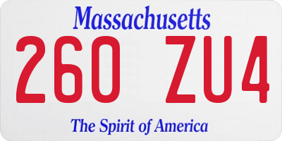 MA license plate 260ZU4