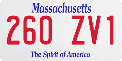 MA license plate 260ZV1