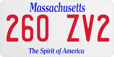 MA license plate 260ZV2