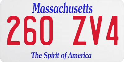 MA license plate 260ZV4