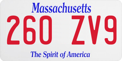 MA license plate 260ZV9