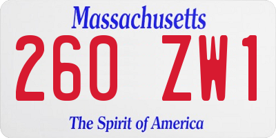 MA license plate 260ZW1