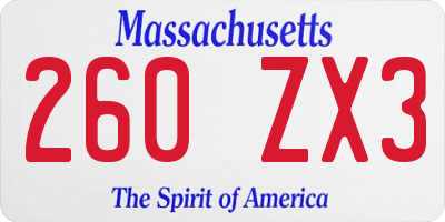 MA license plate 260ZX3
