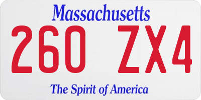MA license plate 260ZX4