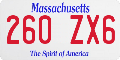 MA license plate 260ZX6